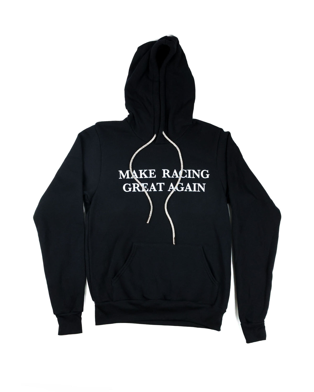 MAKE RACING GREAT AGAIN Hooded Sweatshirt with Rhinestone Drawstring