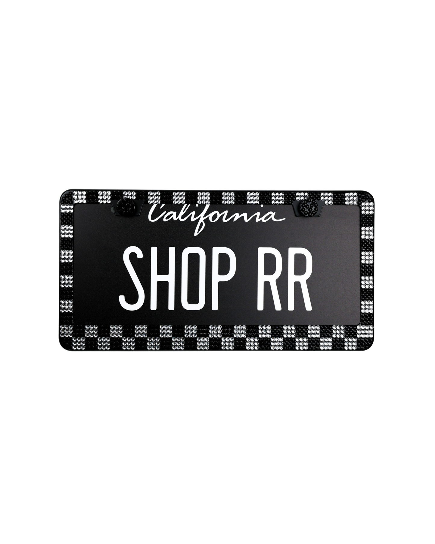 Checkered Rhinestone License Plate