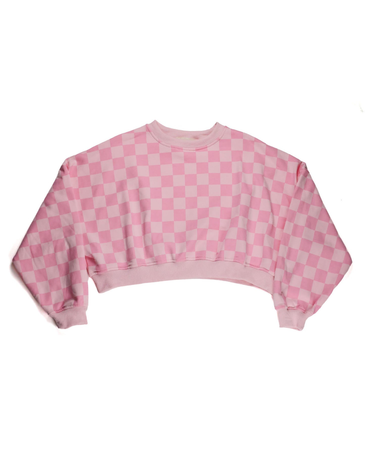 Pink Checkered Crop Crewneck by Race Royalty