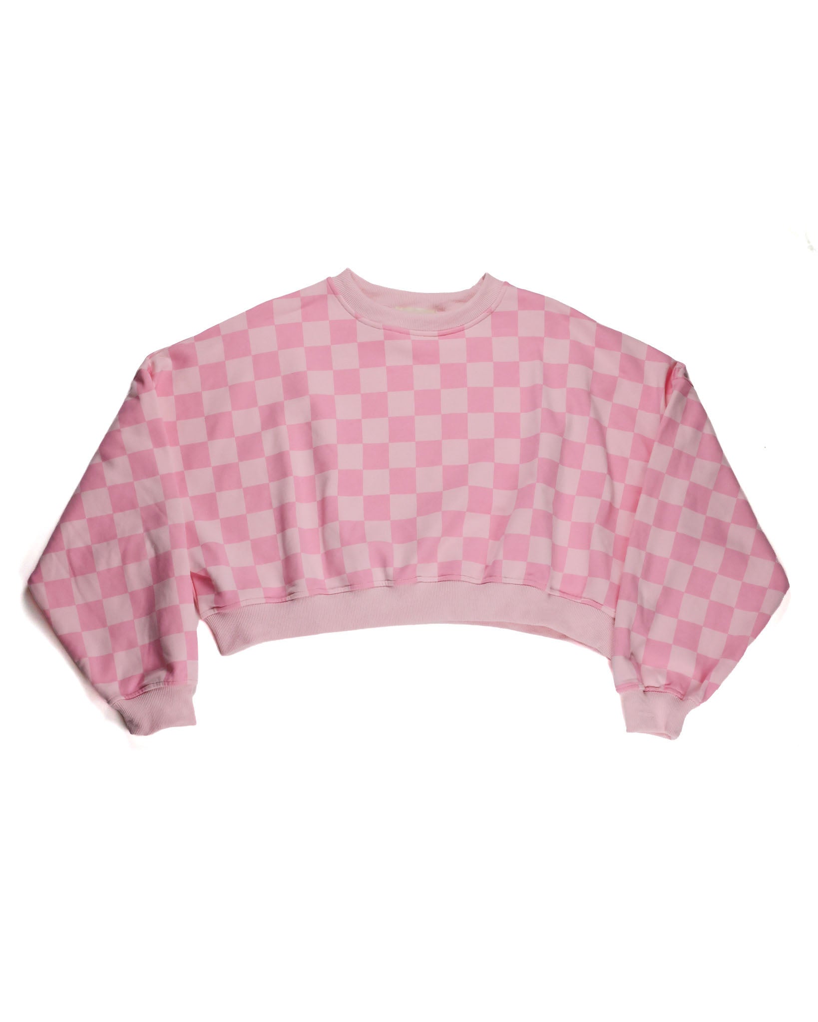 Pink Checkered Crop Crewneck by Race Royalty
