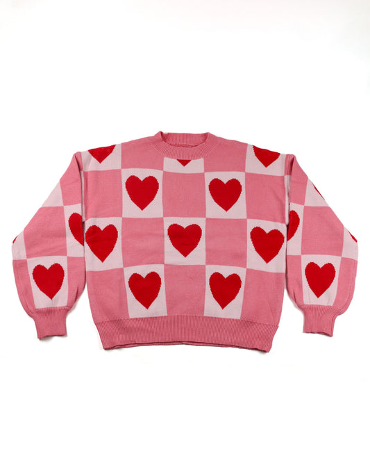 Checkered Heart Sweater