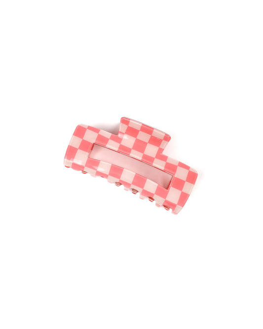 Blush pink checkered claw clip hair accessory by Race Royalty™