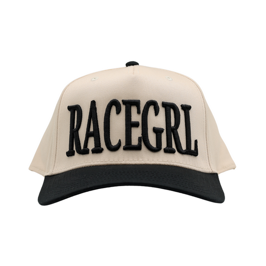 RACEGRL Hat - Cream w/ Black Stitching