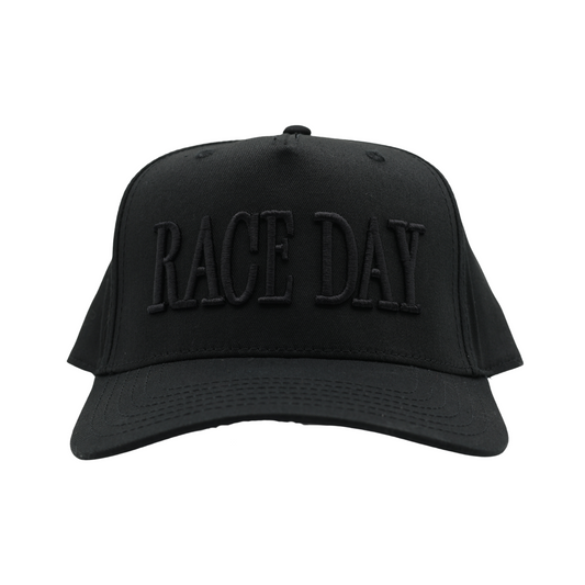 RACE DAY Snapback Hat - Black Hat w/ Black Stitching