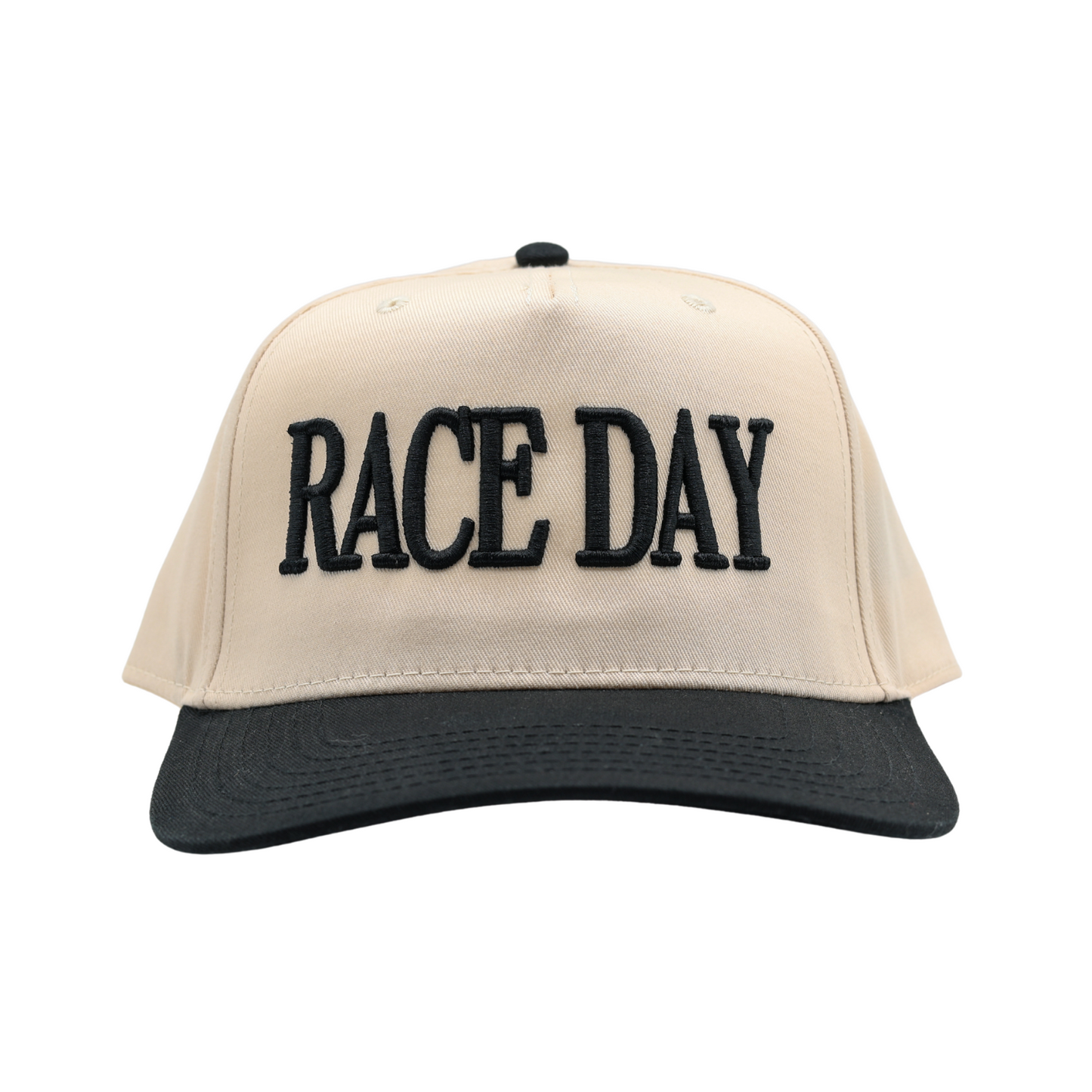 RACE DAY Hat - Cream Hat w/ Black Stitching