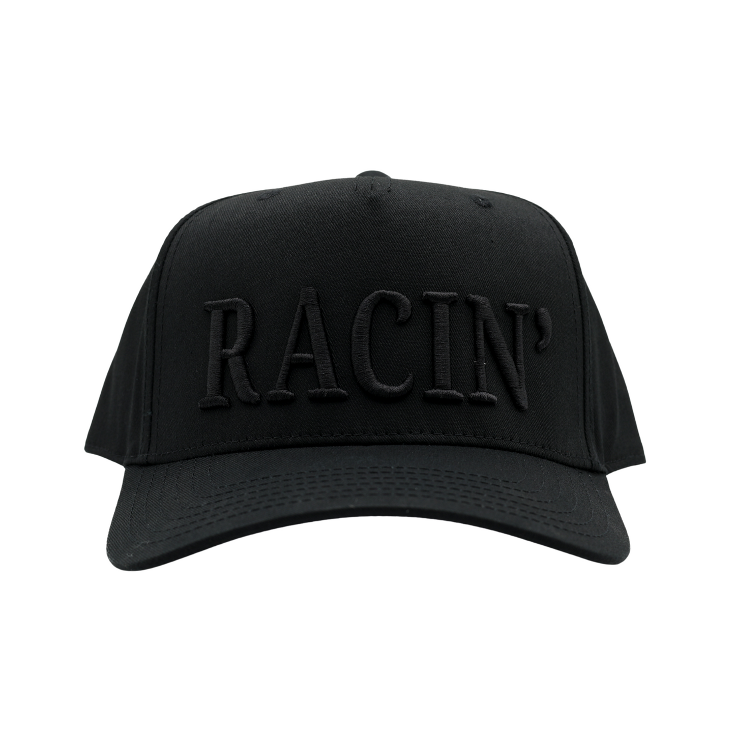 RACIN' Snapback Hat - Black Hat w/ Black Stitching