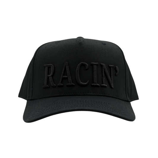 RACIN' Snapback Hat - Black Hat w/ Black Stitching