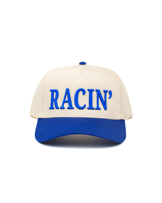 RACIN' Hat by Race Royalty — signature women's race day snapback with puff embroidery