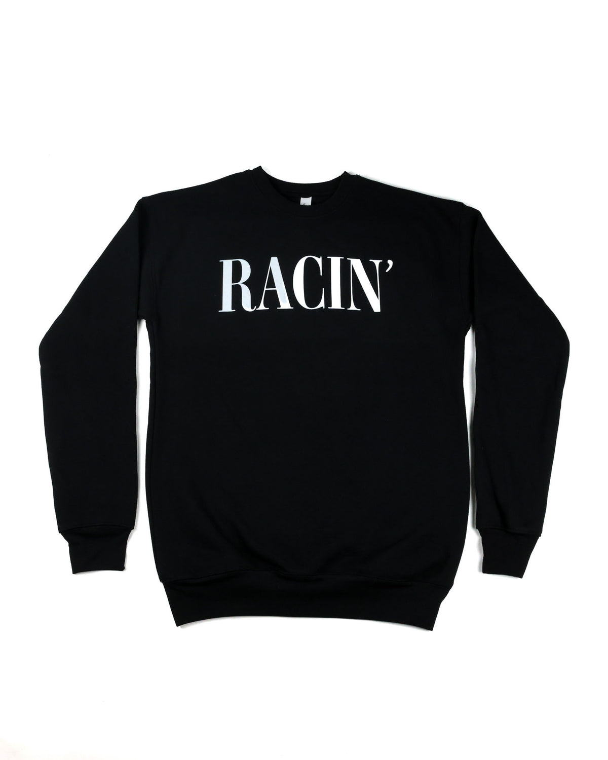Racin' Crewneck, black with white graphic