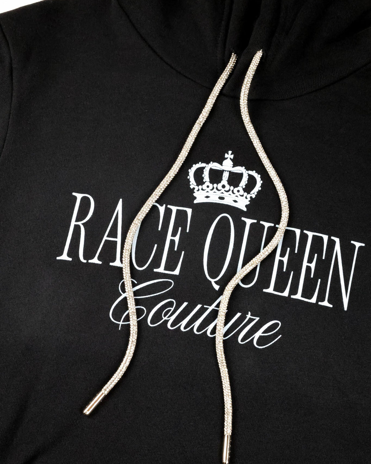 RQC Hooded Sweatshirt with Rhinestone Drawstrings