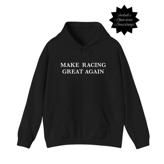 MAKE RACING GREAT AGAIN Hooded Sweatshirt with Rhinestone Drawstring