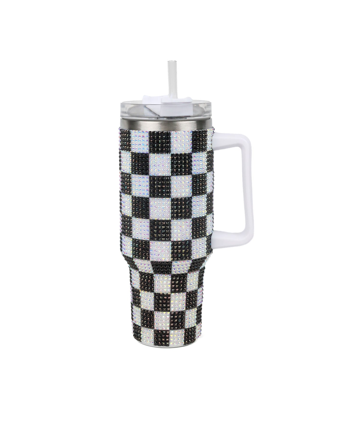 Checkered Rhinestone Tumbler