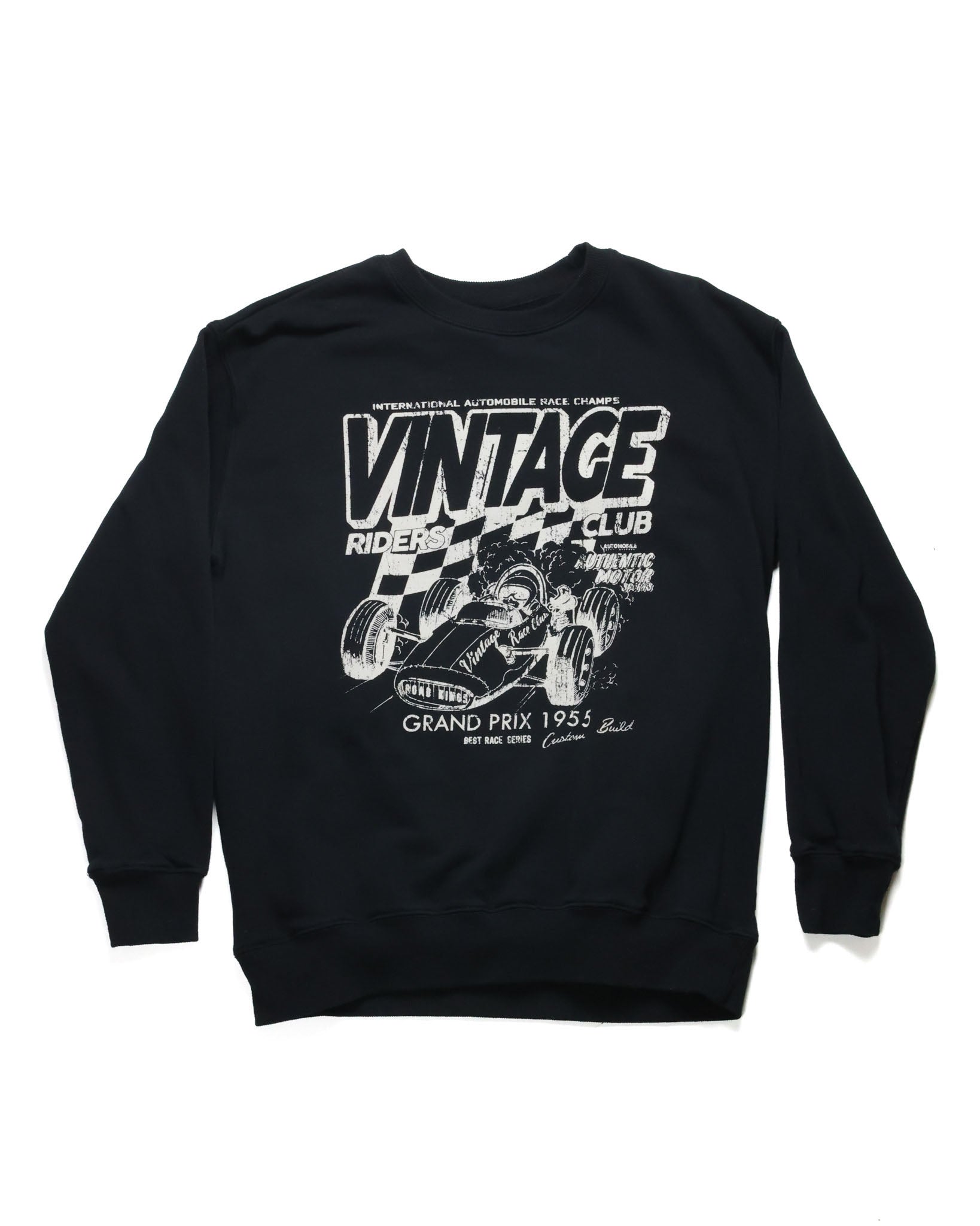 Vintage Race Club Crewneck in black with sprint car graphic