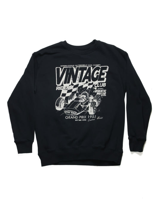 Vintage Race Club Crewneck in black with sprint car graphic