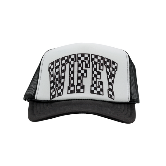 Checkered WIFEY Trucker hat
