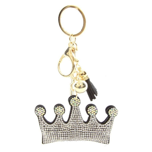 Rhinestone Crown Keychain - Silver