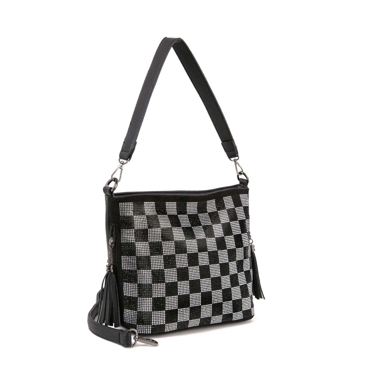 Checkered Rhinestone Crossbody