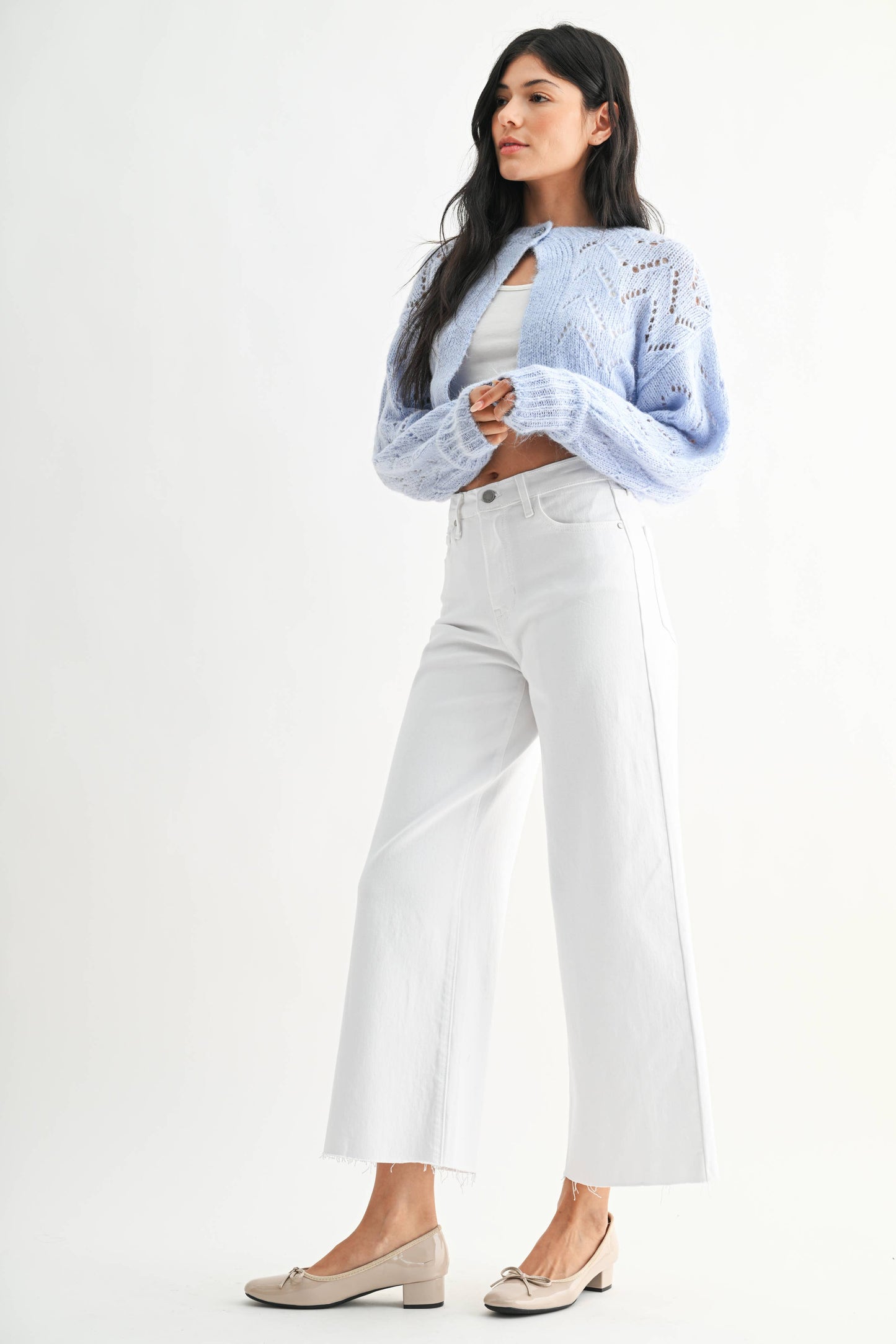 Just Black Denim Scissor Cut Wide Leg - Optic White