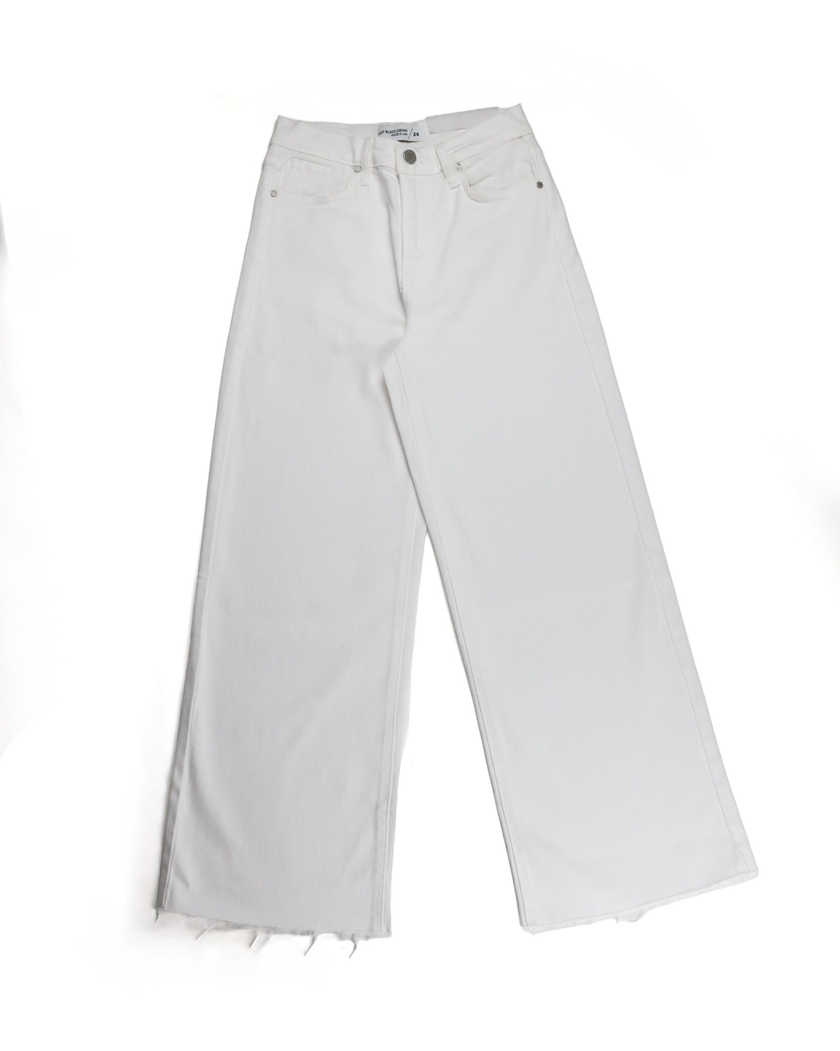Women's high-rise Scissor Cut Wide Leg Jeans in Optic White by Just Black Denim